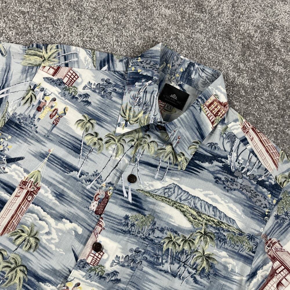 Ioi Iolani Hawaiian Shirt Mens Extra Small‎ Rayon Novelty Print Made in Hawaii